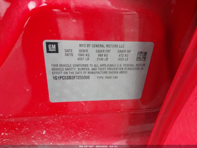 1G1PC5SB3F7255090 Chevrolet Cruze 1lt Auto