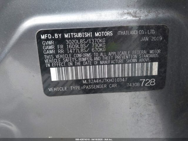 ML32A4HJ7KH010347 Mitsubishi MIRAGE SE