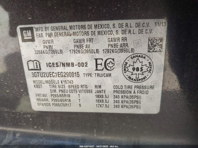 3GTU2UEC1EG290015 GMC Sierra 1500 Sle