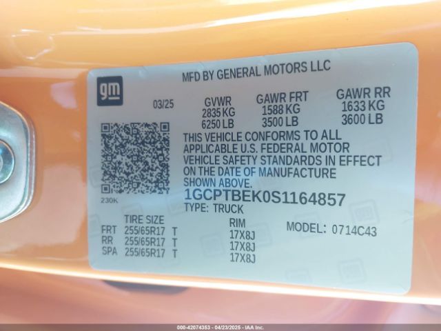 1GCPTBEK0S1164857 Chevrolet l3b