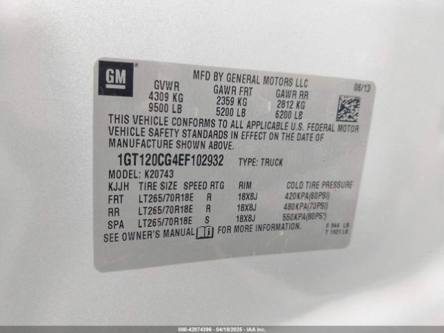 1GT120CG4EF102932 GMC Sierra 2500hd Sle