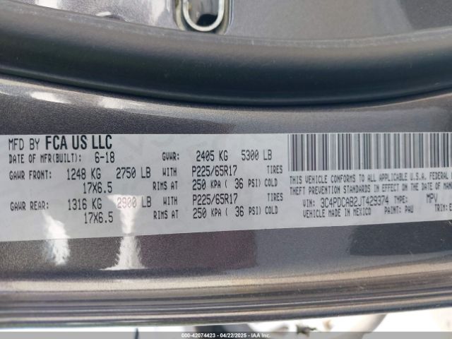 3C4PDCAB2JT429374 Dodge JOURNEY SE