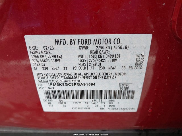 1FM5K8GC8PGA91594 Ford gtdi