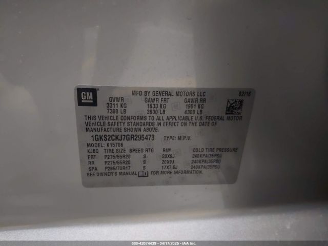 1GKS2CKJ7GR295473 GMC YUKON DENALI