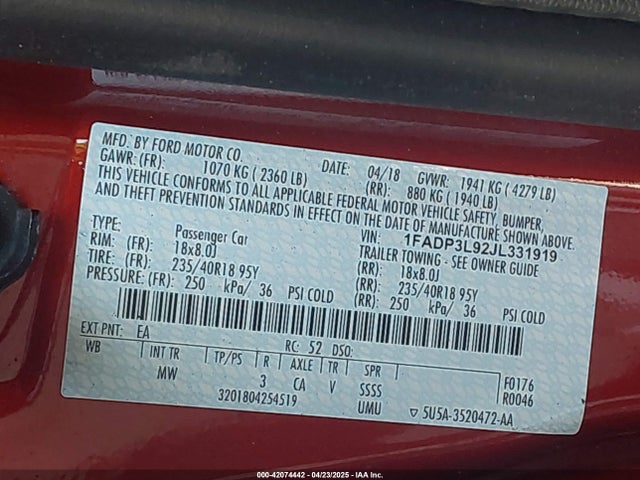 Ford FOCUS ST 2018 1FADP3L92JL331919 Image 9