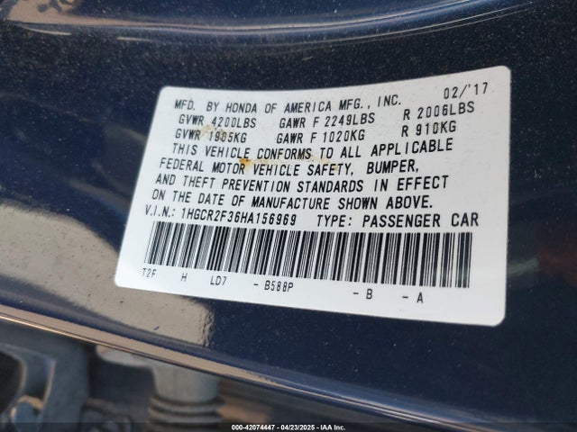 1HGCR2F36HA156969 Honda ACCORD LX
