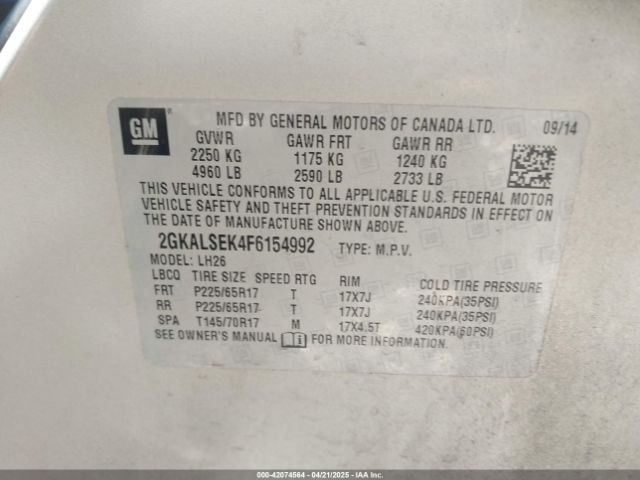 2GKALSEK4F6154992 GMC Terrain Slt-1