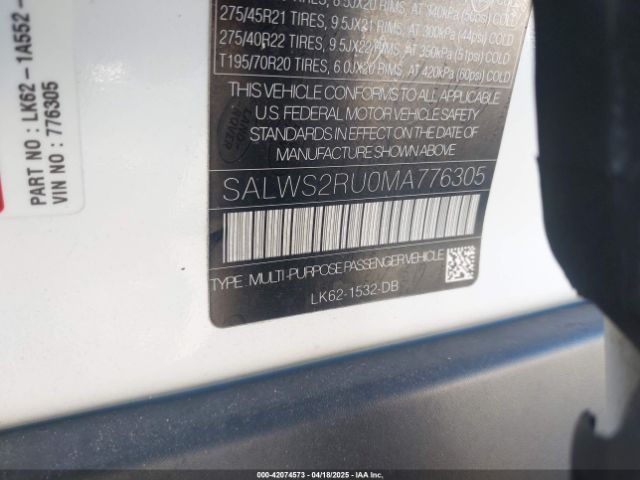 2021 LAND ROVER RANGE ROVER SPORT SALWS2RU0MA776305 Photo 8