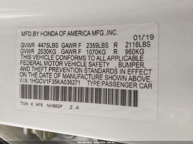 1HGCV1F35KA036271 Honda Accord Sport