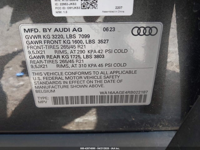 2024 AUDI Q8 E-TRON WA16AAGE4RB022187 Photo 8