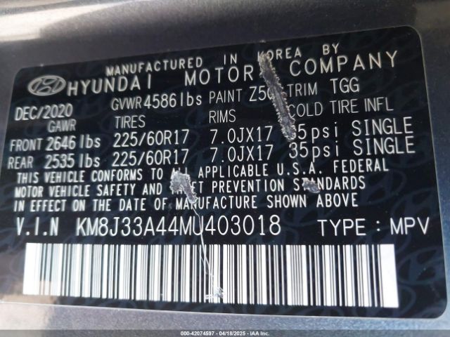 KM8J33A44MU403018 Hyundai Tucson Value