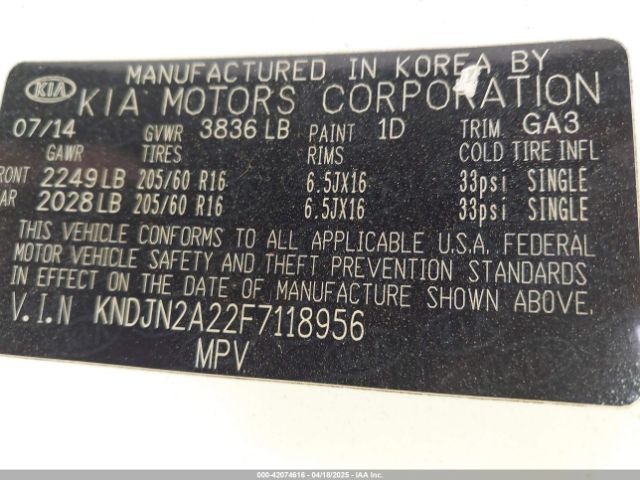 KNDJN2A22F7118956 KIA Soul