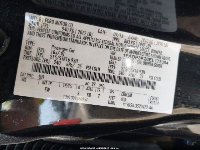 1FADP3K28EL173354 Ford FOCUS SE