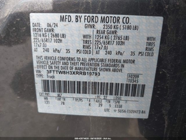 3FTTW8H3XRRB19793 Ford Maverick Xlt