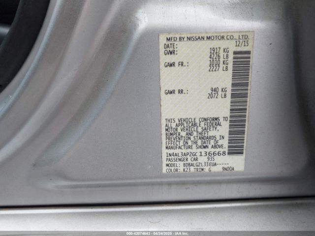 1N4AL3AP2GC136668 Nissan Altima 2.5 S