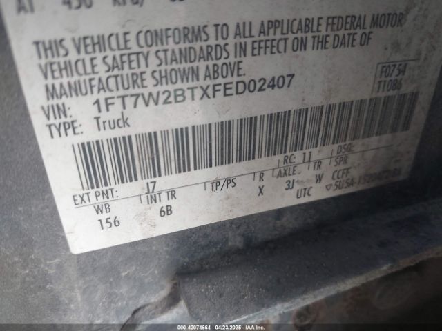 1FT7W2BTXFED02407 Ford F-250 Lariat