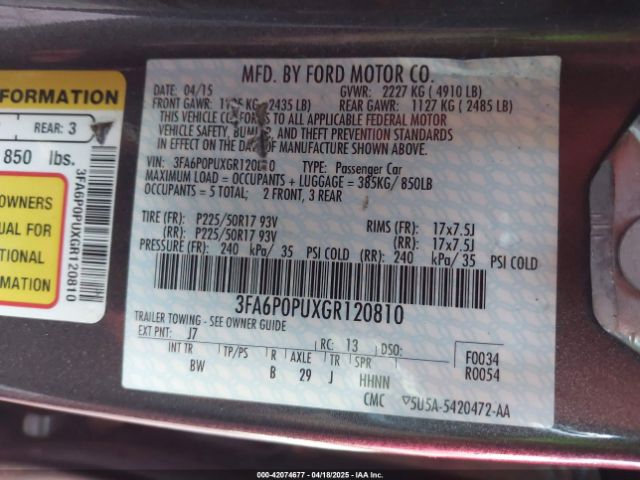3FA6P0PUXGR120810 Ford Fusion Energi Se Luxury
