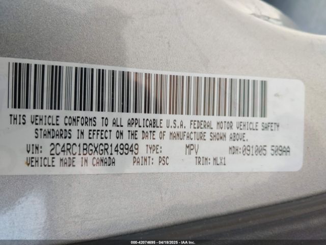 2016 CHRYSLER TOWN & COUNTRY 2C4RC1BGXGR149949 Photo 8