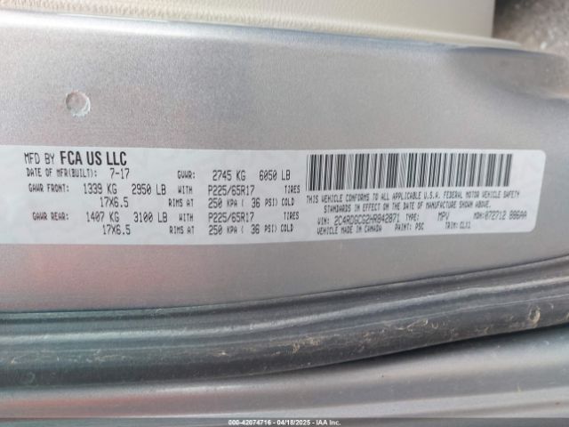 2C4RDGCG2HR842871 Dodge Grand Caravan Sxt