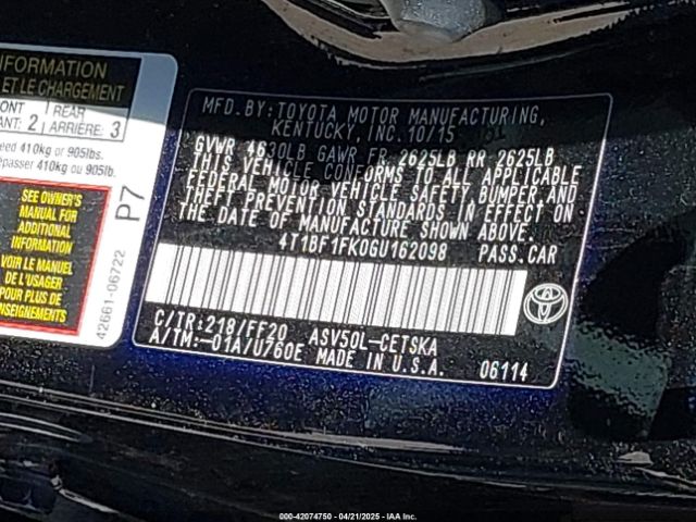 4T1BF1FK0GU162098 Toyota CAMRY SE