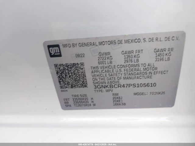 3GNKBCR47PS105610 Chevrolet Blazer Fwd 2lt
