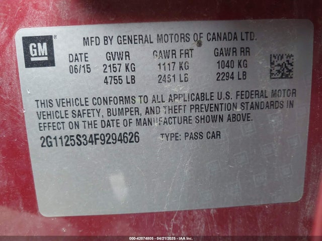 2G1125S34F9294626 Chevrolet Impala 2lt