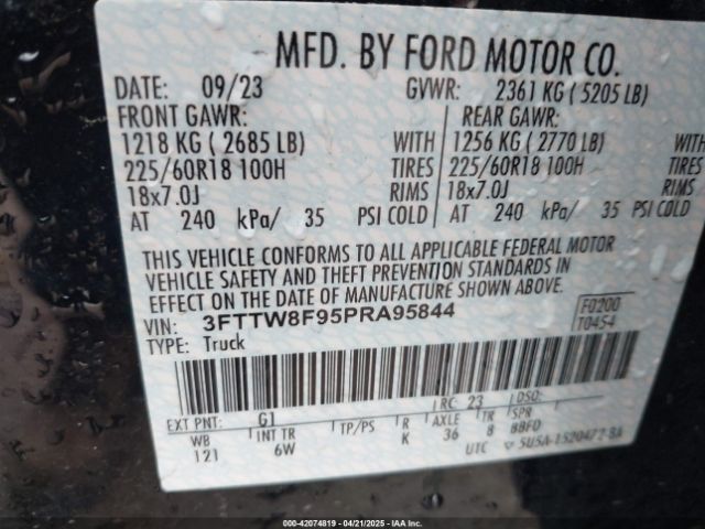 3FTTW8F95PRA95844 Ford Maverick Lariat