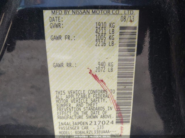 1N4AL3AP0EN217024 Nissan Altima 2.5 S
