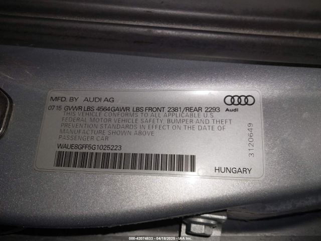WAUE8GFF5G1025223 Audi A3 2.0t Premium