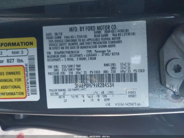 3FA6P0H79JR284534 Ford FUSION SE