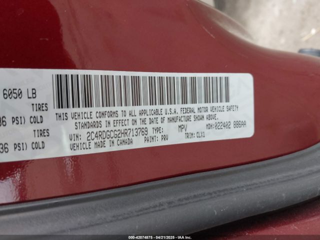 2C4RDGCG2HR713769 Dodge Grand Caravan Sxt