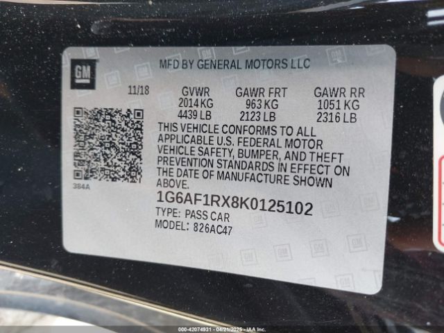 1G6AF1RX8K0125102 Cadillac ATS LUXURY