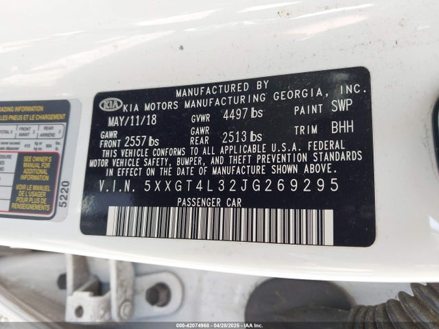 5XXGT4L32JG269295 KIA Optima Lx