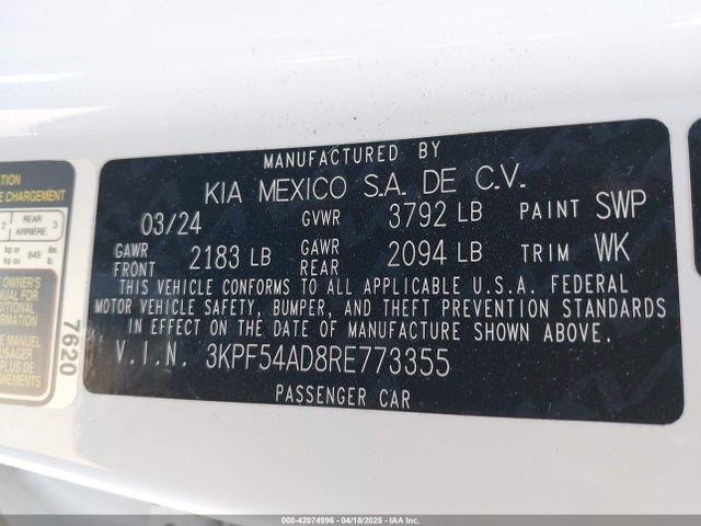 3KPF54AD8RE773355 KIA Forte Gt-line
