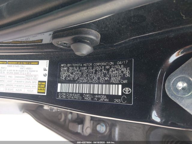 JTDKARFUXH3041931 Toyota Prius Four