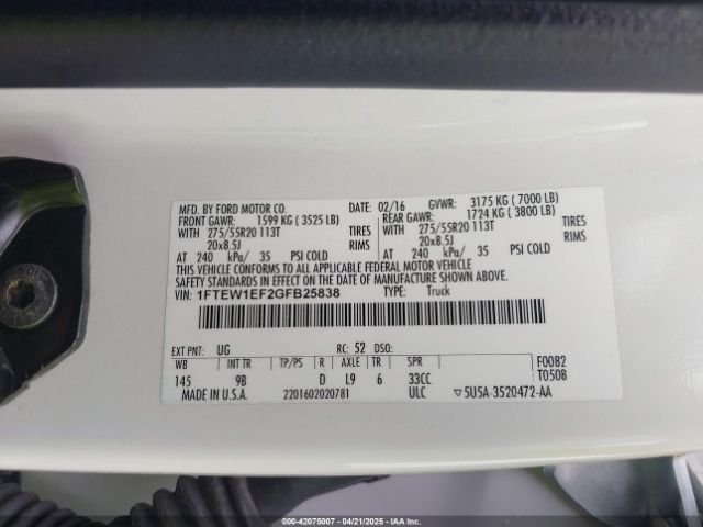 2016 FORD F-150 1FTEW1EF2GFB25838 Photo 8