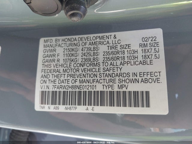Honda Cr-v Awd Ex-l 2022 7FARW2H88NE012101 Image 9