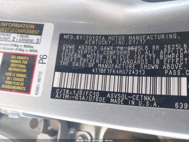 4T1BF1FK4HU724313 Toyota CAMRY LE