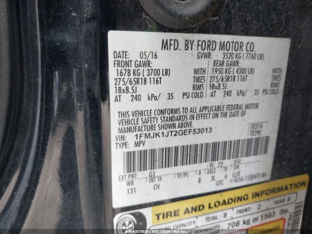 1FMJK1JT2GEF53013 Ford Expedition El Xlt