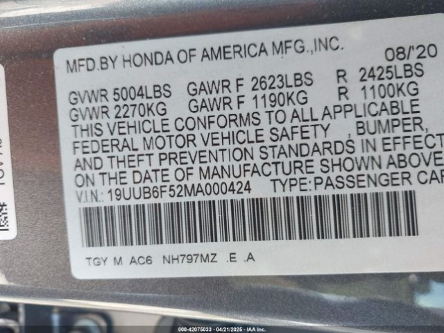 19UUB6F52MA000424 Acura Tlx A-spec Package