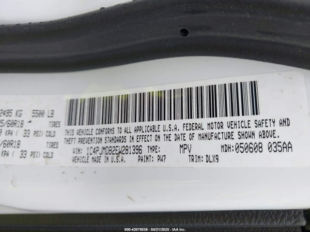 1C4PJMDB2EW281396 Jeep Cherokee Limited