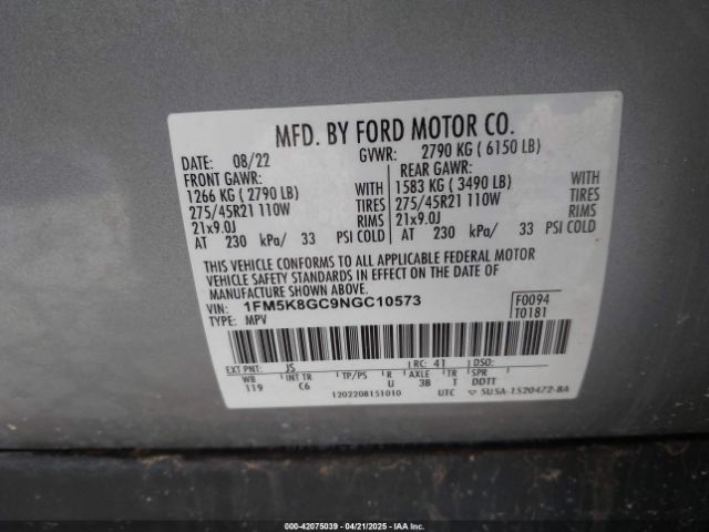 2022 FORD EXPLORER 1FM5K8GC9NGC10573 Photo 8
