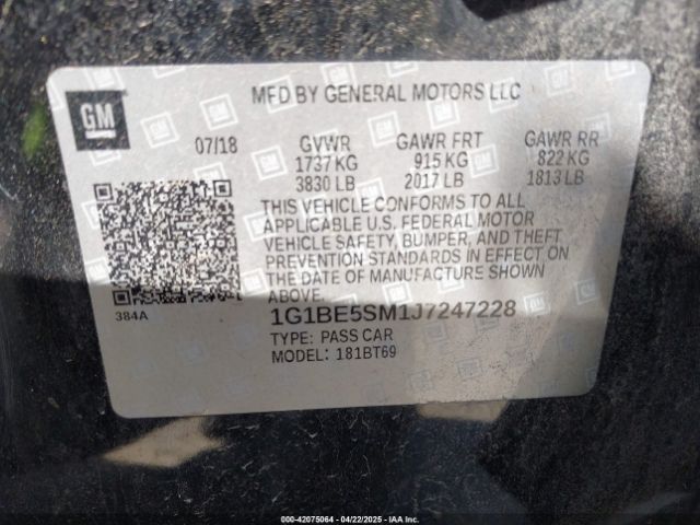 1G1BE5SM1J7247228 Chevrolet Cruze Lt Auto