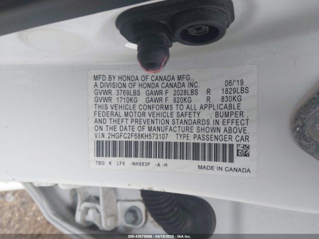 2HGFC2F68KH573107 Honda Civic Lx