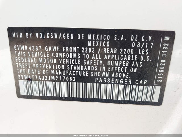 3VW4T7AJ3JM217062 Volkswagen 2.0 tsi