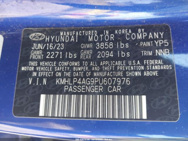 KMHLP4AG9PU607976 Hyundai Elantra Limited