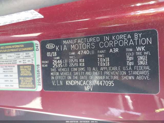 2018 KIA SPORTAGE KNDPNCAC8J7447095 Photo 8