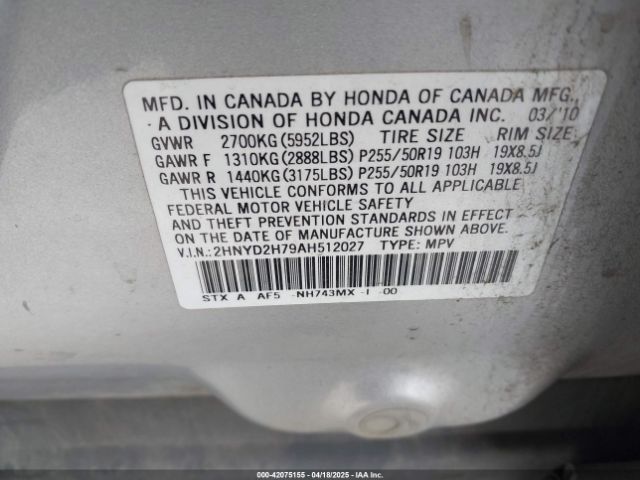 2010 ACURA MDX 2HNYD2H79AH512027 Photo 8