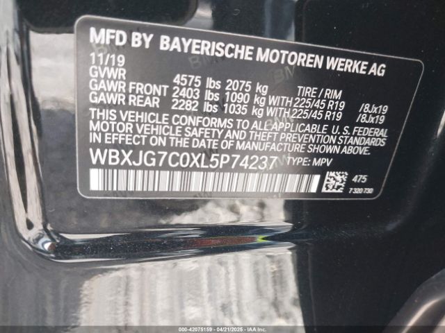 WBXJG7C0XL5P74237 BMW X1 Sdrive28i