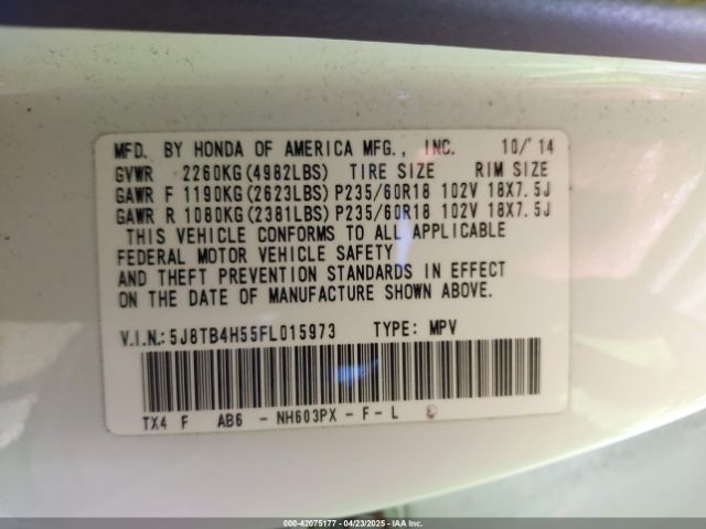 5J8TB4H55FL015973 Acura RDX